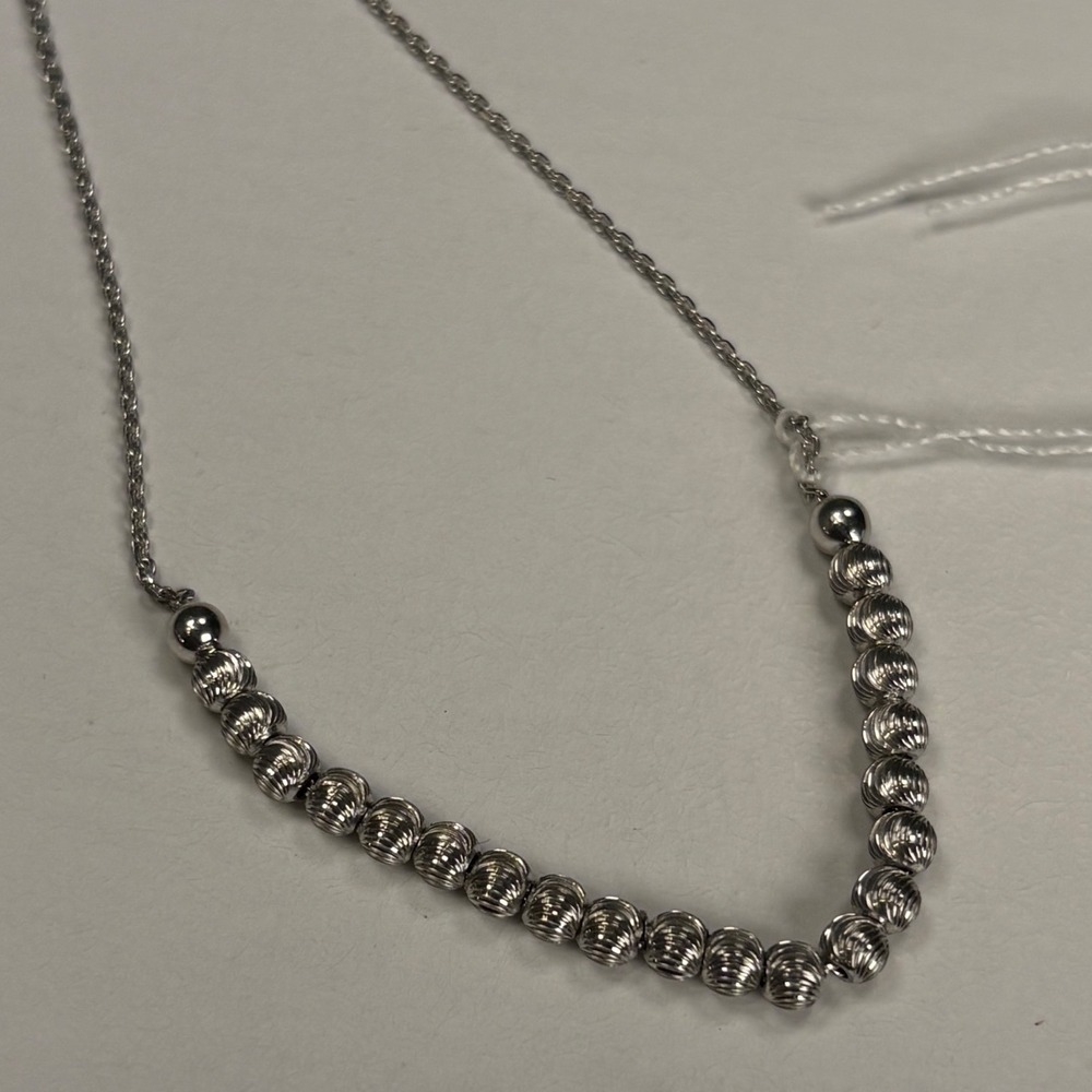 Sterling Silver Adjustable Beaded Necklace Shiny Ball Chain Bolo Clasp